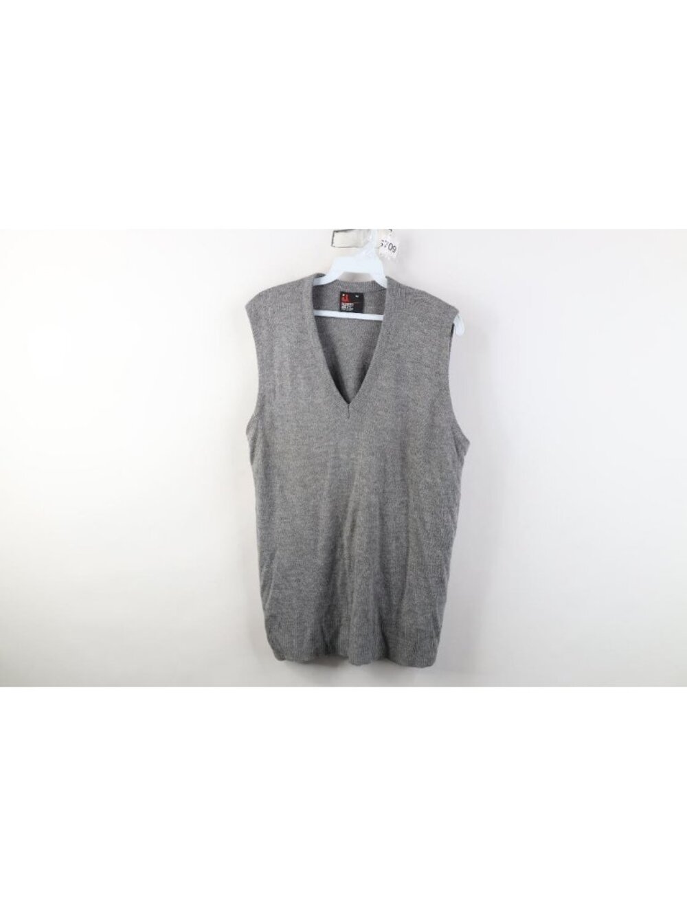 Vintage 70s Streetwear Mens Medium Blank Knit V-Neck Sweater Vest Gray USA